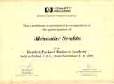 Сертификат Бизнес Академии HP (Hewlett Packard)